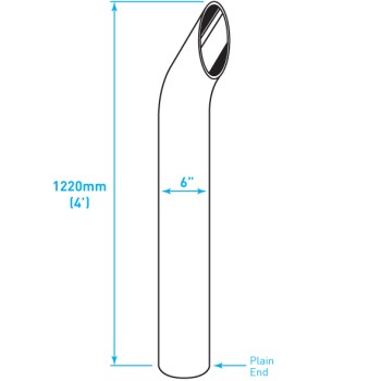 Exhaust Chrome Stack / Curved / Plain End / 6" x 48"